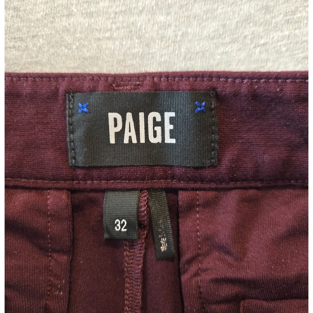 Paige Stafford Trousers Mens 32 Shaded Currant Burgundy Slim Stretch Chino Pants - Picture 3 of 11